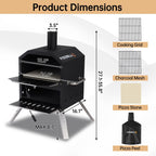 Forno per pizza da esterno a 2 strati, macchina per pizza a legna, griglia per pizza da esterno per campeggio - 16 pollici