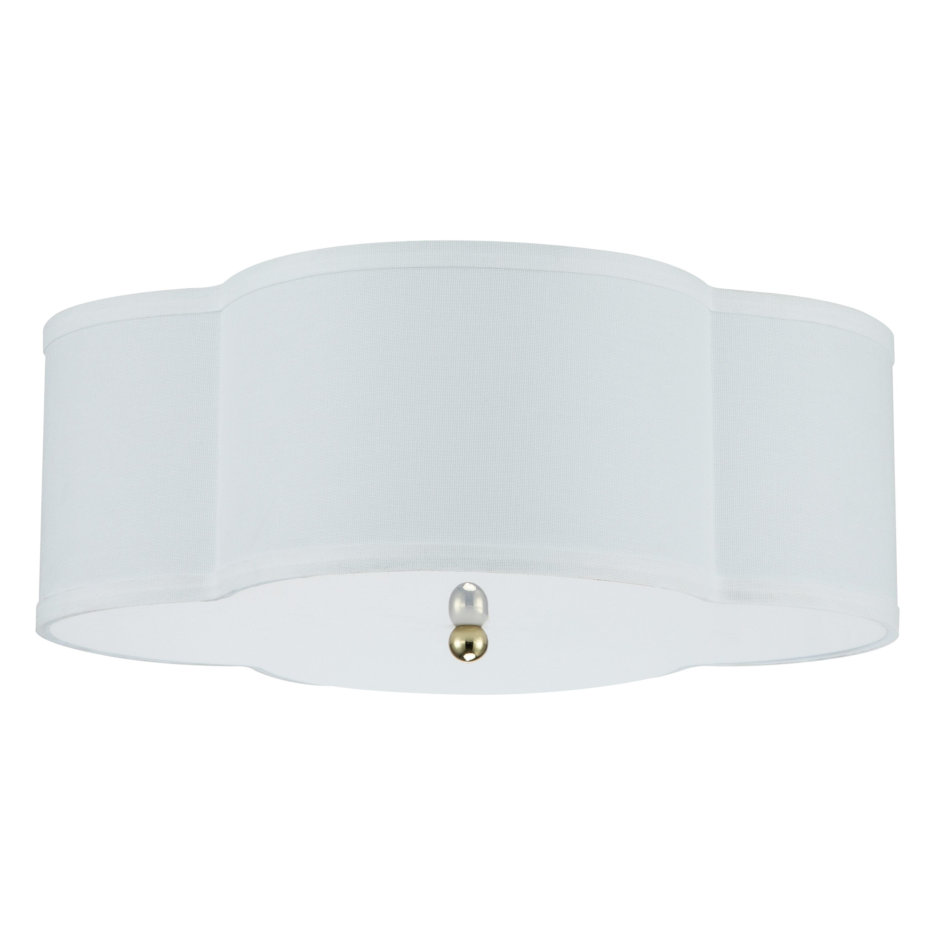 Lampada da soffitto a 2 luci in lino bianco con diffusore in acrilico