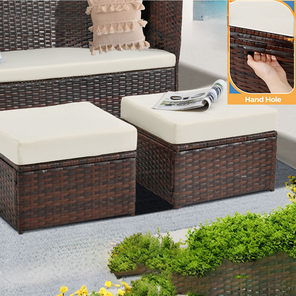 Pouf da giardino in vimini da 2 pezzi - Liquidazione