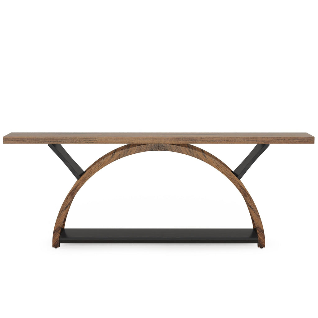 Tavolino da divano a 2 ripiani, stretto e lungo, con struttura semicircolare per ingresso, tavolini decorativi grigi per corridoio