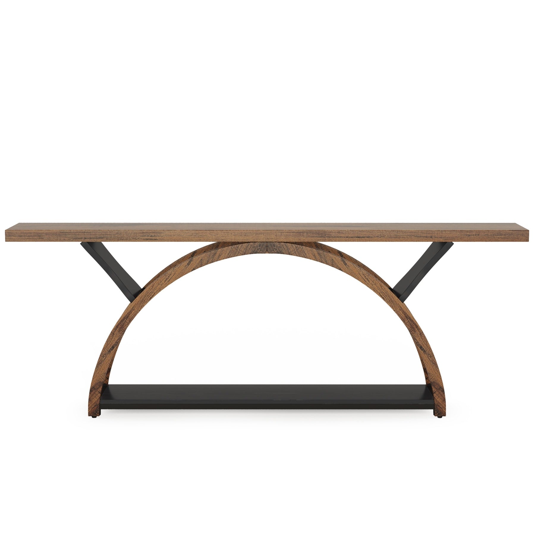 Tavolino da divano a 2 ripiani, stretto e lungo, con struttura semicircolare per ingresso, tavolini decorativi grigi per corridoio