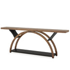 Tavolino da divano a 2 ripiani, stretto e lungo, con struttura semicircolare per ingresso, tavolini decorativi grigi per corridoio