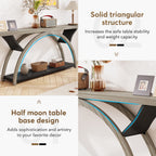 Tavolino da divano a 2 ripiani, stretto e lungo, con struttura semicircolare per ingresso, tavolini decorativi grigi per corridoio