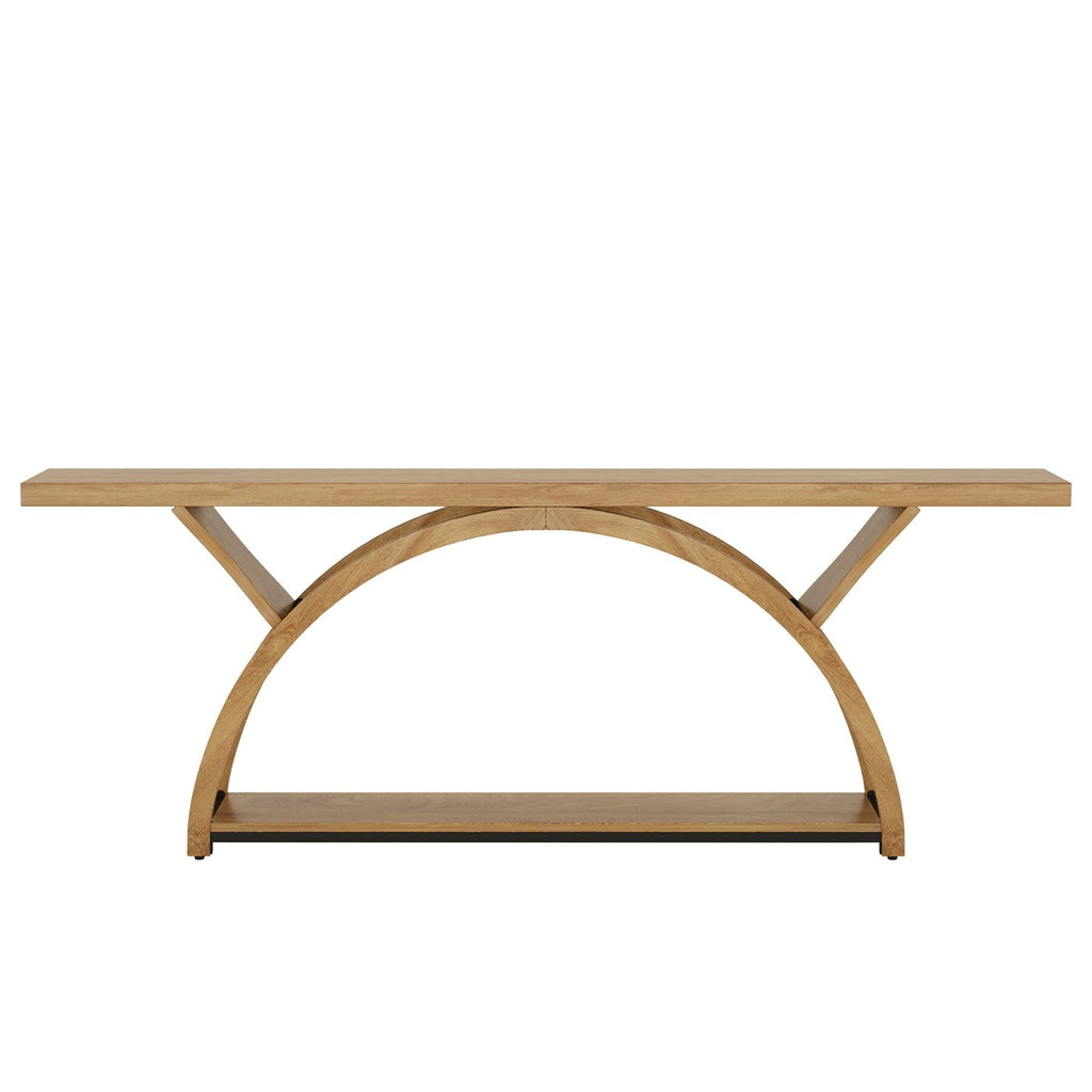 Tavolino da divano a 2 ripiani, stretto e lungo, con struttura semicircolare per ingresso, tavolini decorativi grigi per corridoio