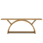 Tavolino da divano a 2 ripiani, stretto e lungo, con struttura semicircolare per ingresso, tavolini decorativi grigi per corridoio