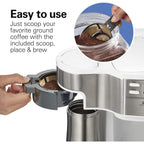 Macchina per caffè a 2 vie da 12 tazze e monodose, caraffa in vetro, pausa e versamento automatici, bianca