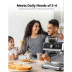 Macchina per caffè espresso semiautomatica da 20 bar con macinacaffè e montalatte