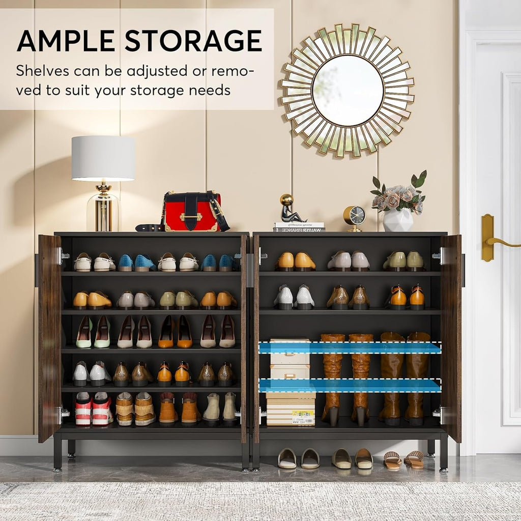 Mobiletto portascarpe moderno con ante per 20 paia di scarpe, portascarpe indipendente a 6 ripiani per ingresso