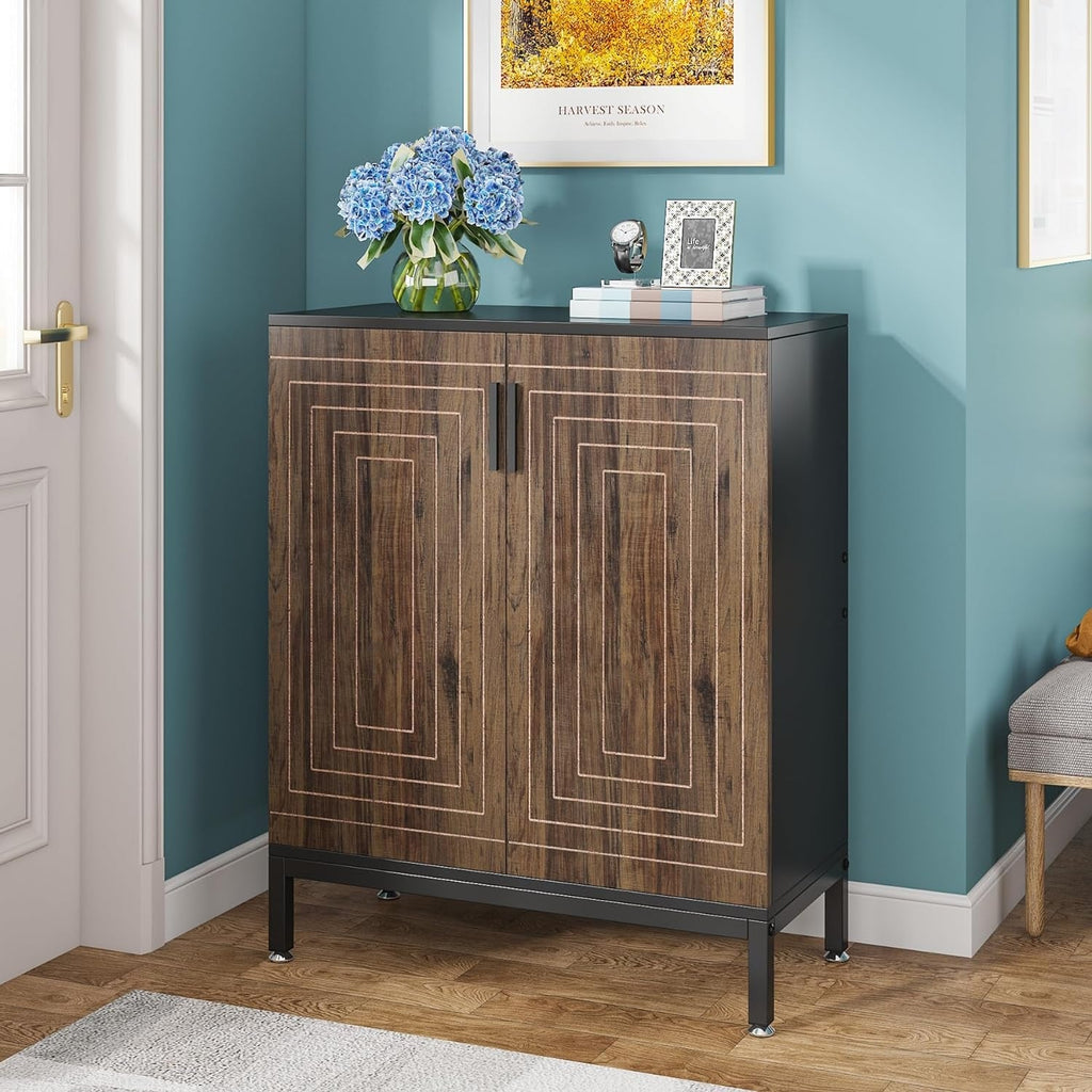 Scarpiera da 20 paia, scarpiera moderna da 37,4 pollici con ante, bianca e oro