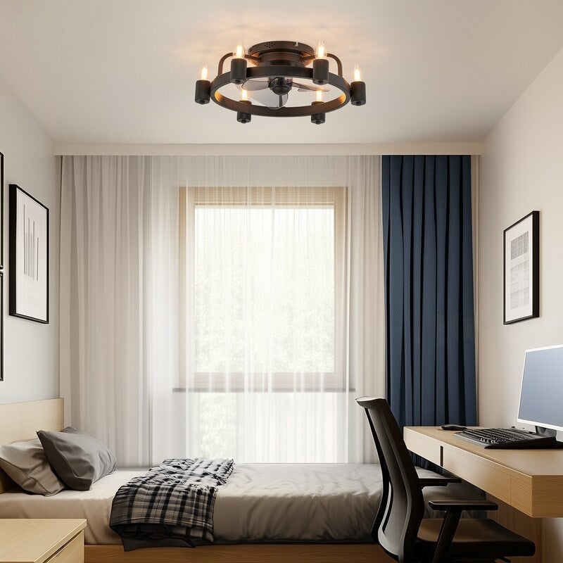 Ventilatore da soffitto moderno da 20 pollici, con luce a LED a basso profilo, montaggio a filo, con telecomando, per soggiorno