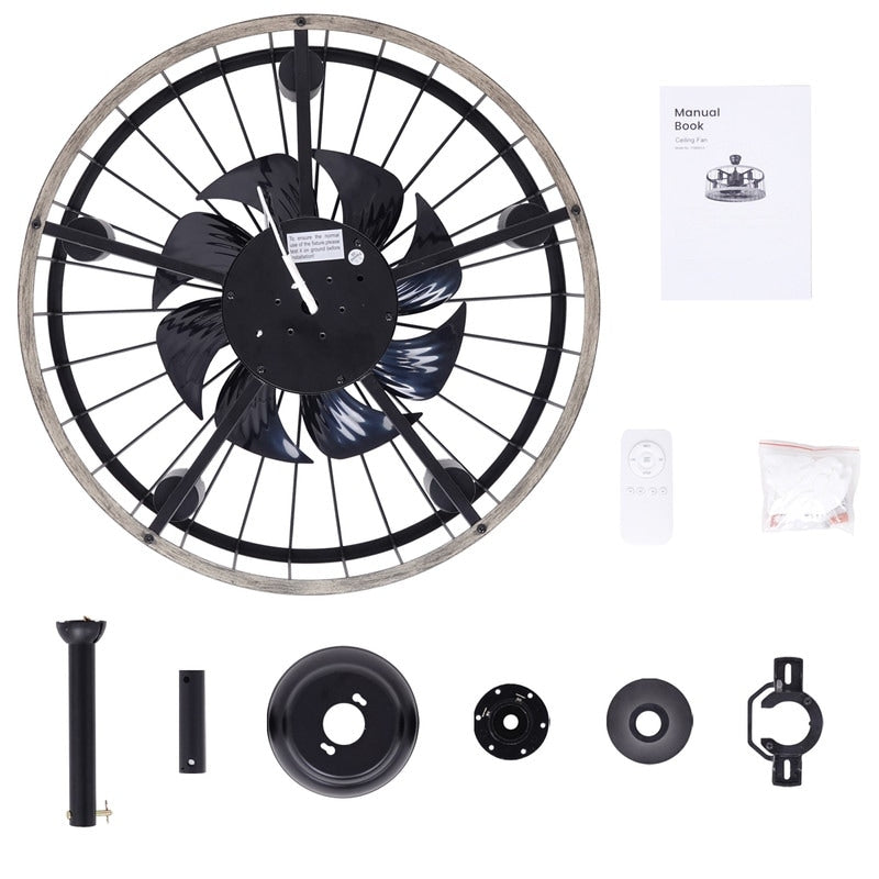 Ventilatore da soffitto a basso profilo da 20 pollici, moderno, con finitura in legno da fattoria, con luce e telecomando