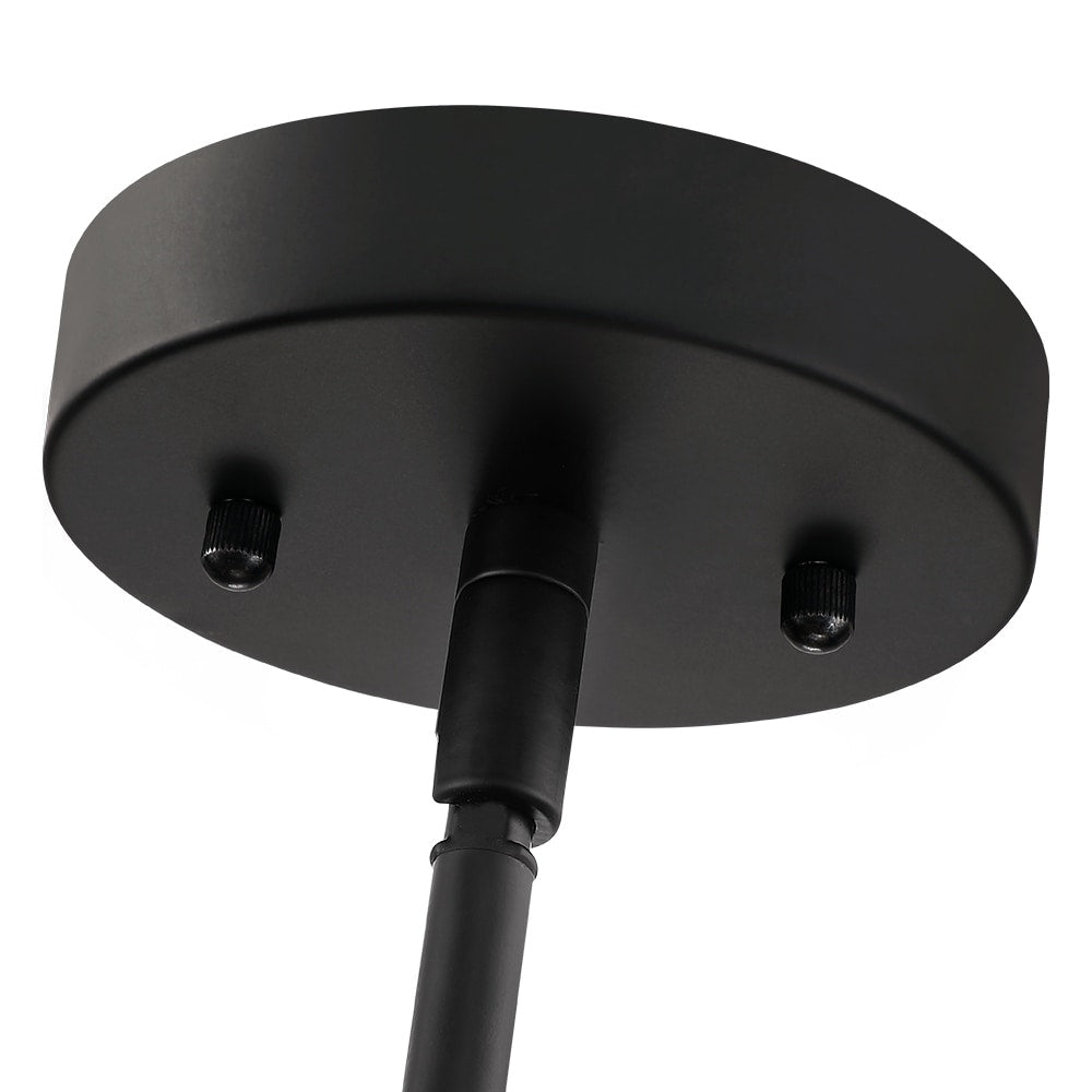 Lampadario a tamburo a 4 luci in rattan con baldacchino nero - 22'' W