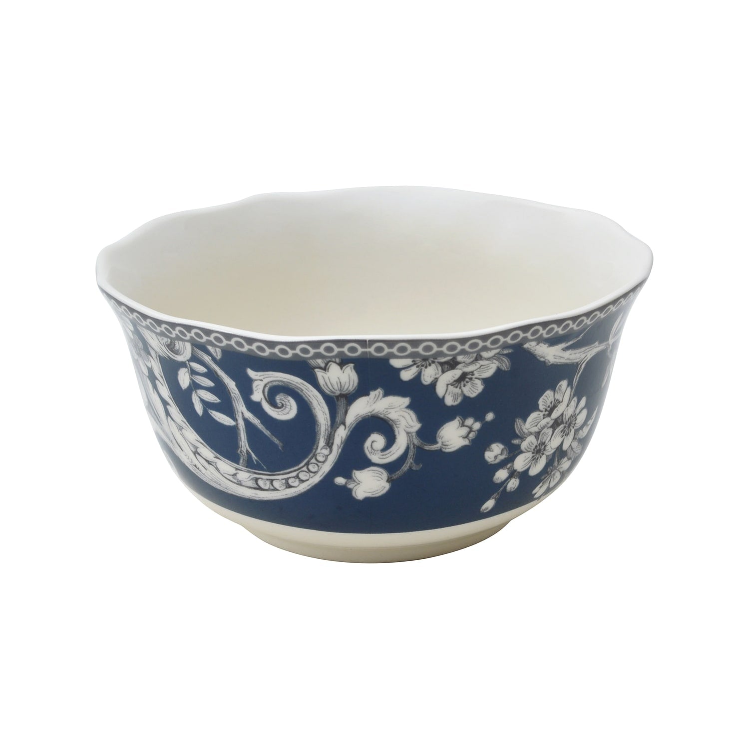 222 Fifth Adelaide Set di stoviglie in porcellana da 16 pezzi con piatti rotondi, ciotole e tazze, blu scuro