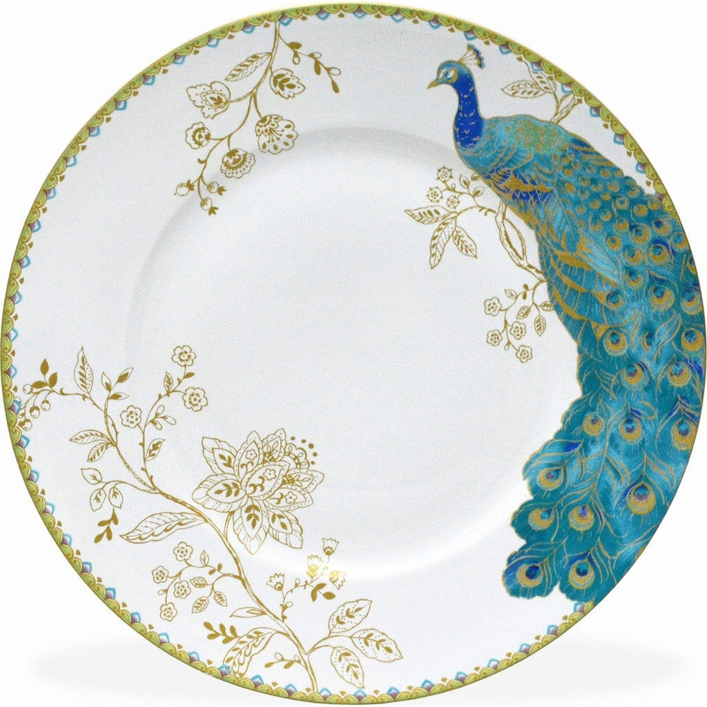 222 Fifth Peacock Garden Set di stoviglie in porcellana da 16 pezzi con piatti rotondi, ciotole e tazze, bianco
