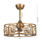 22 Lampadari moderni con ventilatore da soffitto in gabbia di cristallo e telecomando