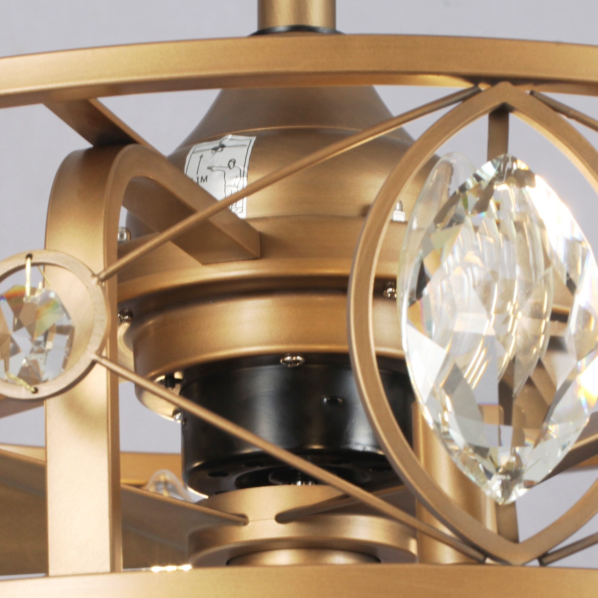 22 Lampadari moderni con ventilatore da soffitto in gabbia di cristallo e telecomando