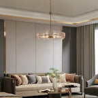 Lampadario moderno in cristallo dorato da 23,6 pollici, 6 luci, lampada a sospensione Glam Drum per isola cucina sala da pranzo