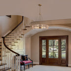 Lampadario moderno in cristallo dorato da 23,6 pollici, 6 luci, lampada a sospensione Glam Drum per isola cucina sala da pranzo