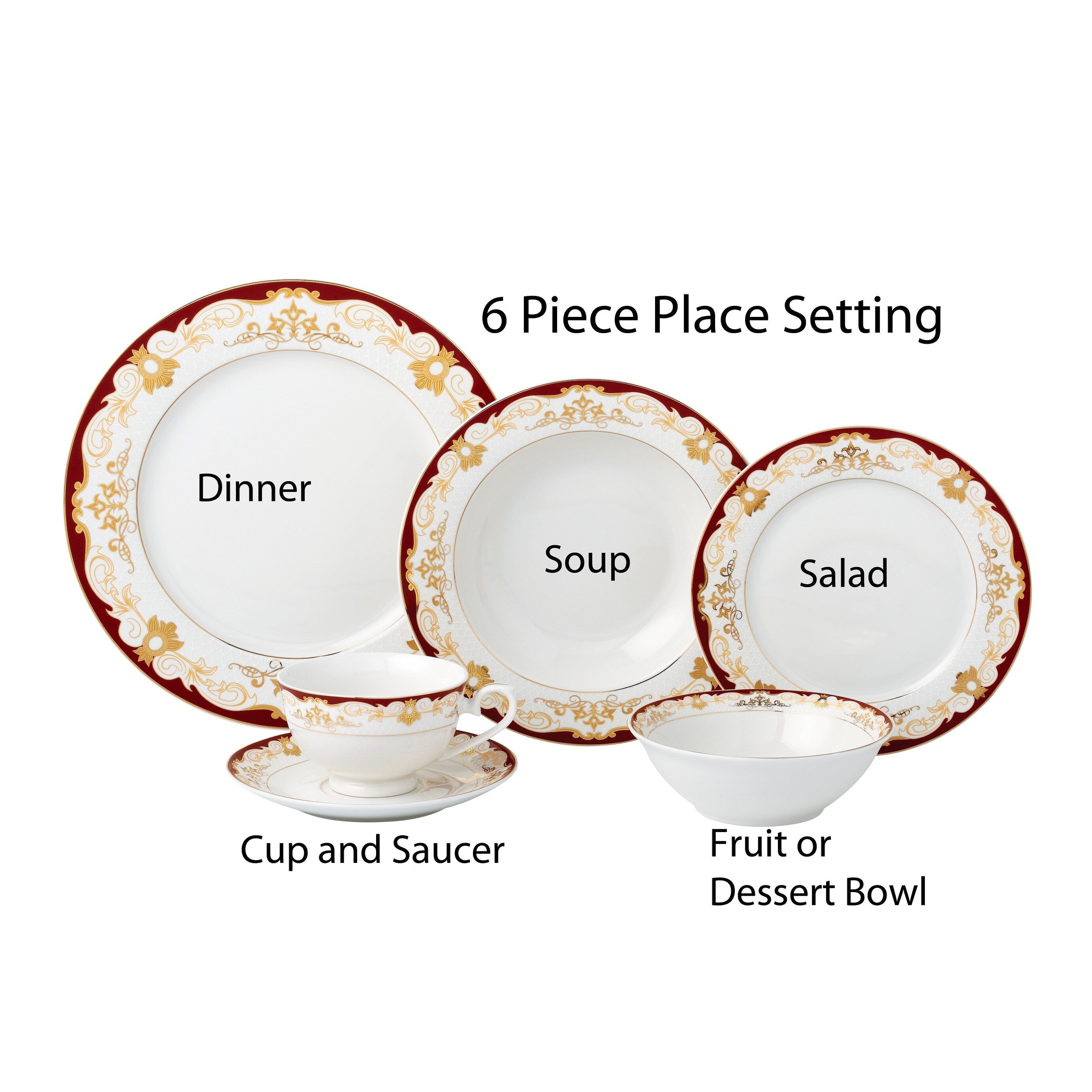 Set di stoviglie da 24 pezzi in porcellana fine, servizio per 4 di Lorren Home Trends