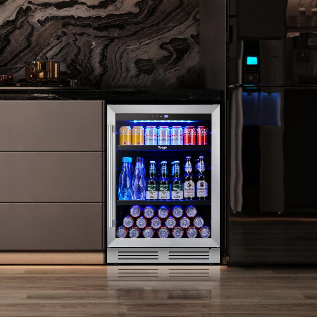 Frigorifero per bevande da 24 pollici, frigorifero per bevande da 140 lattine per bevande gassate, vino e bevande analcoliche - 24 pollici