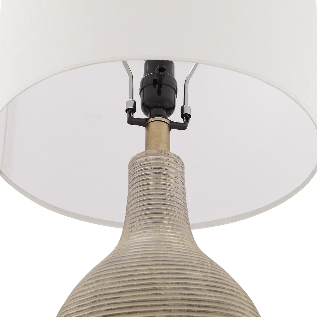 Lampada da tavolo in stile fattoria beige/oro lavato da 24,5 pollici con paralume in lino bianco (set di 2) - 24,5 H