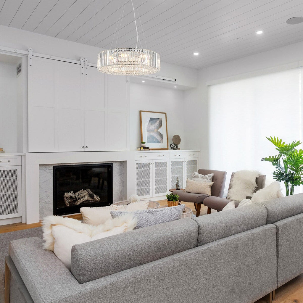 Lampadario da fattoria a 8 luci da 24,8 pollici, lampadario di cristallo, lampadario a tamburo per sala da pranzo, soggiorno, camera da letto, cucina