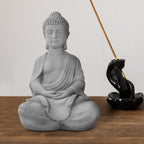 Statua del Buddha in meditazione in cemento leggero da 25,6 pollici
