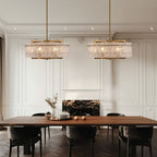 Lampadario moderno in cristallo dorato da 26 pollici, 6 luci, dimmerabile, per isola cucina con vetro smerigliato per sala da pranzo