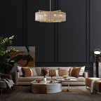 Lampadario moderno in cristallo dorato da 26 pollici, 6 luci, dimmerabile, per isola cucina con vetro smerigliato per sala da pranzo