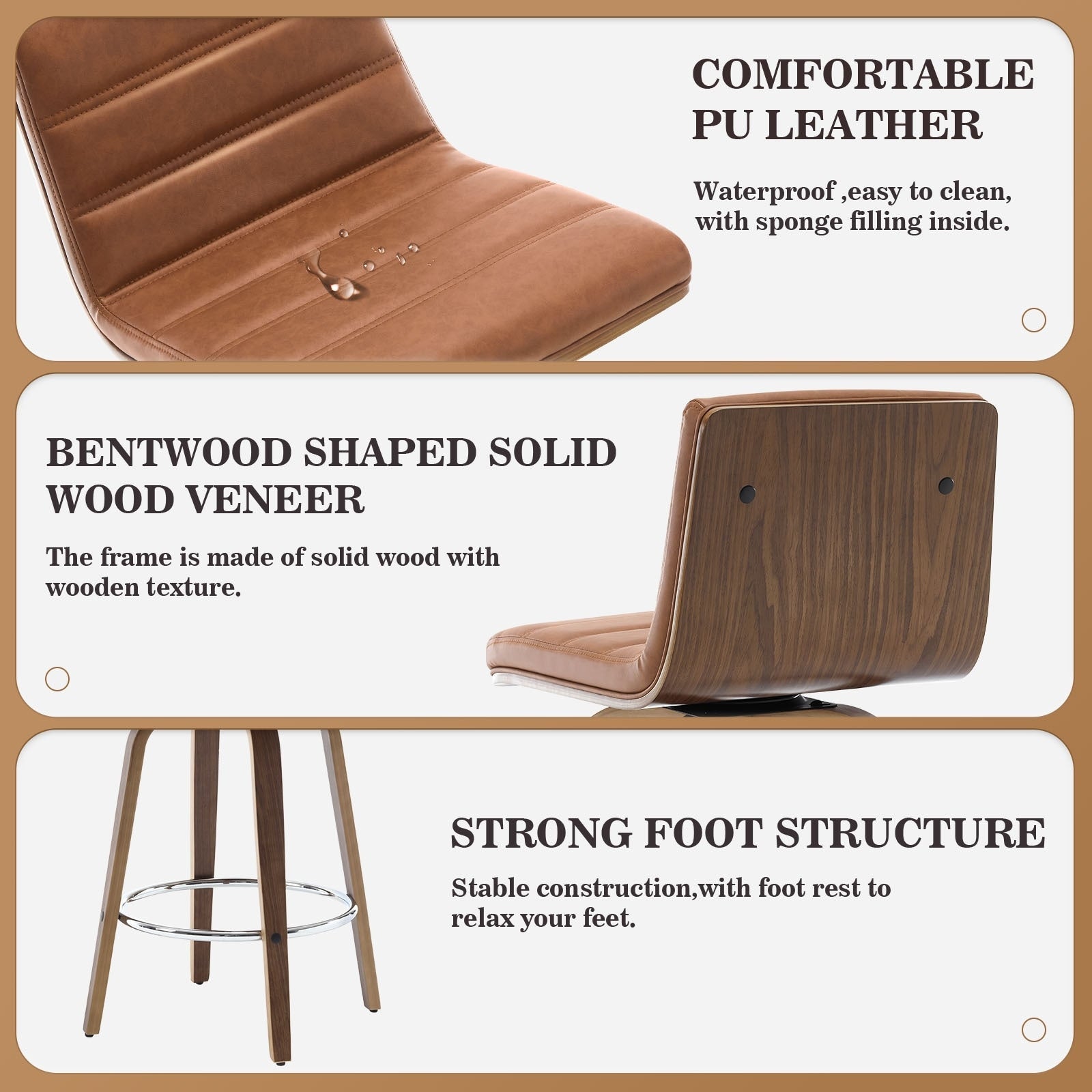 26/29 Sgabelli da bar/bancone girevoli in similpelle, set da 2/3