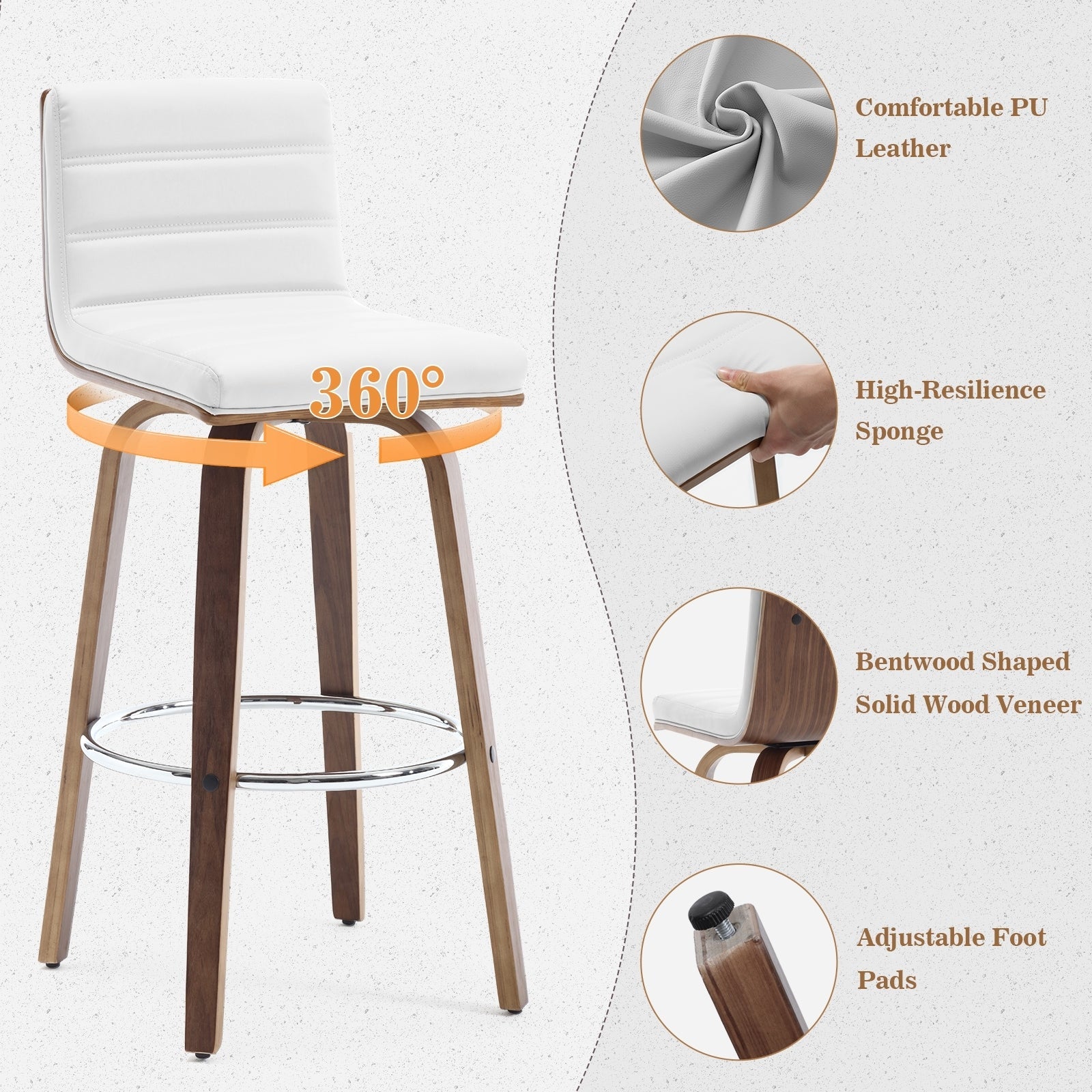 26/29 Sgabelli da bar/bancone girevoli in similpelle, set da 2/3