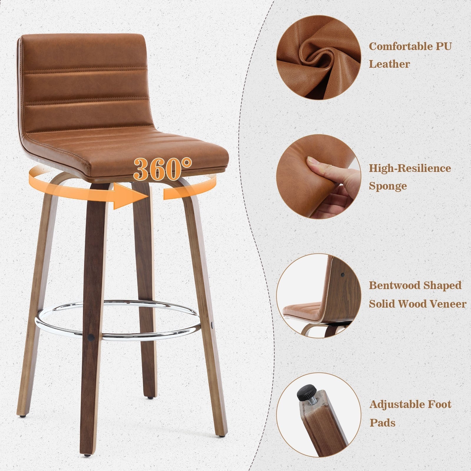 26/29 Sgabelli da bar/bancone girevoli in similpelle, set da 2/3