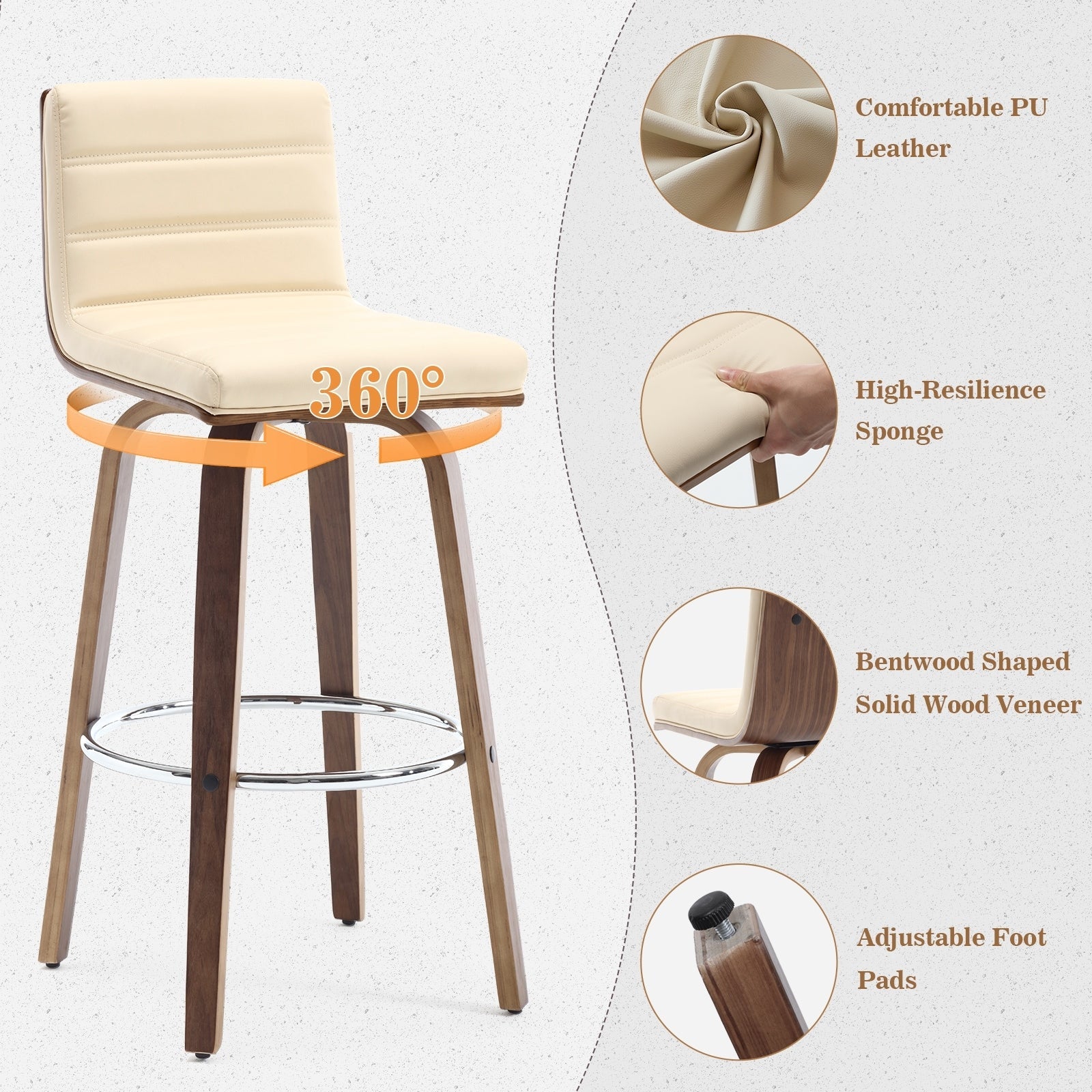 26/29 Sgabelli da bar/bancone girevoli in similpelle, set da 2/3