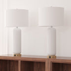 Set di 2 lampade da tavolo bianche in ceramica con USB (set da 2)