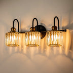 Luci da bagno in cristallo dimmerabili lineari moderne e glamour da 3/4 luci sopra lo specchio