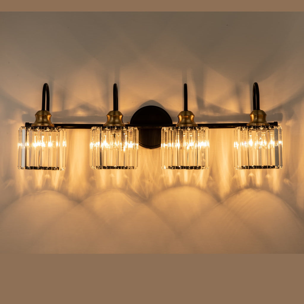 Luci da bagno in cristallo dimmerabili lineari moderne e glamour da 3/4 luci sopra lo specchio