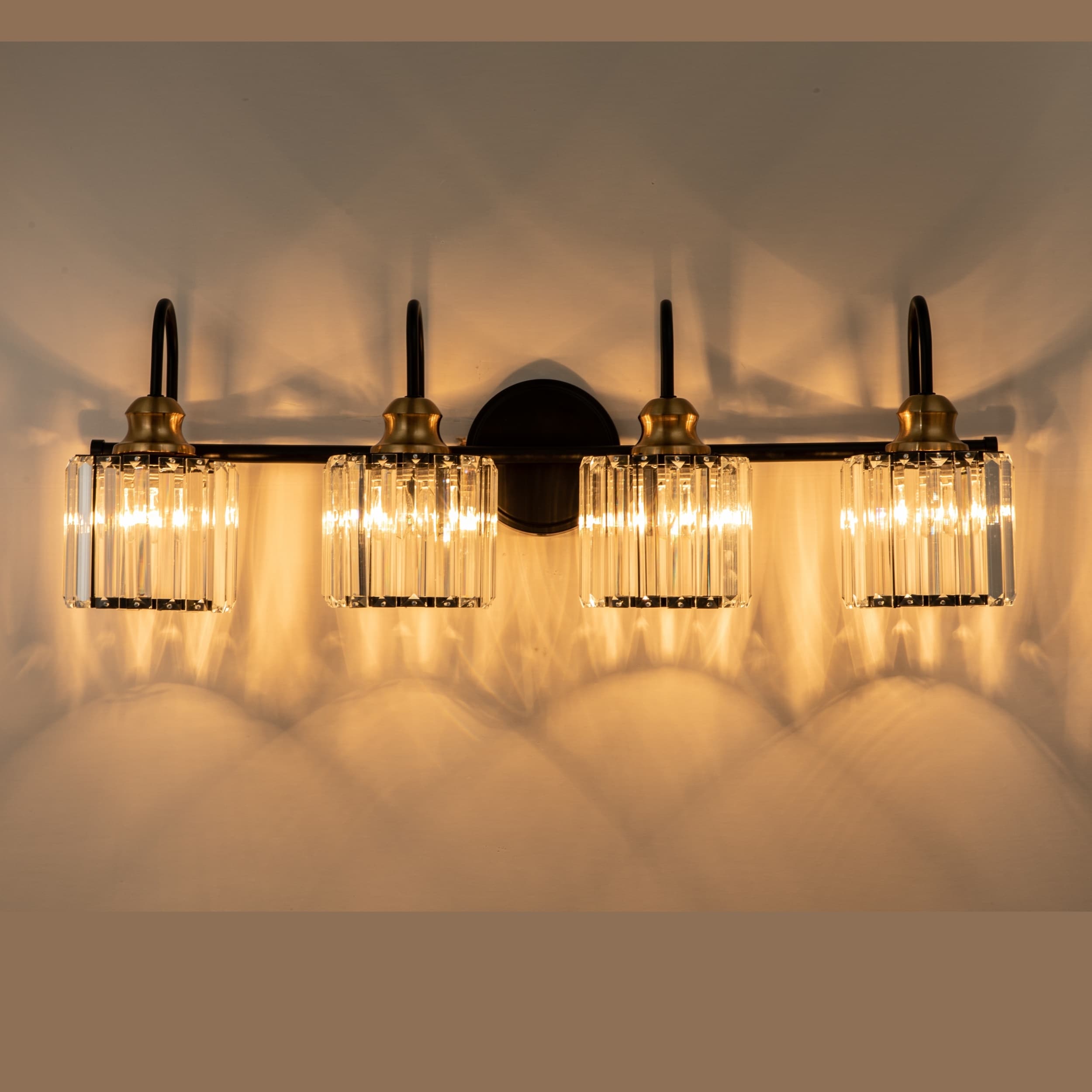 Luci da bagno in cristallo dimmerabili lineari moderne e glamour da 3/4 luci sopra lo specchio