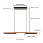 Lampadario lineare in legno a LED integrato da 3/5 luci per isola da cucina