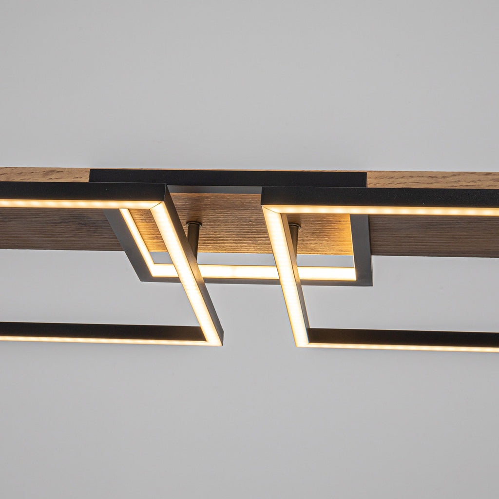 Lampadario lineare in legno a LED integrato da 3/5 luci per isola da cucina