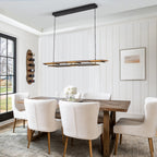 Lampadario lineare in legno a LED integrato da 3/5 luci per isola da cucina