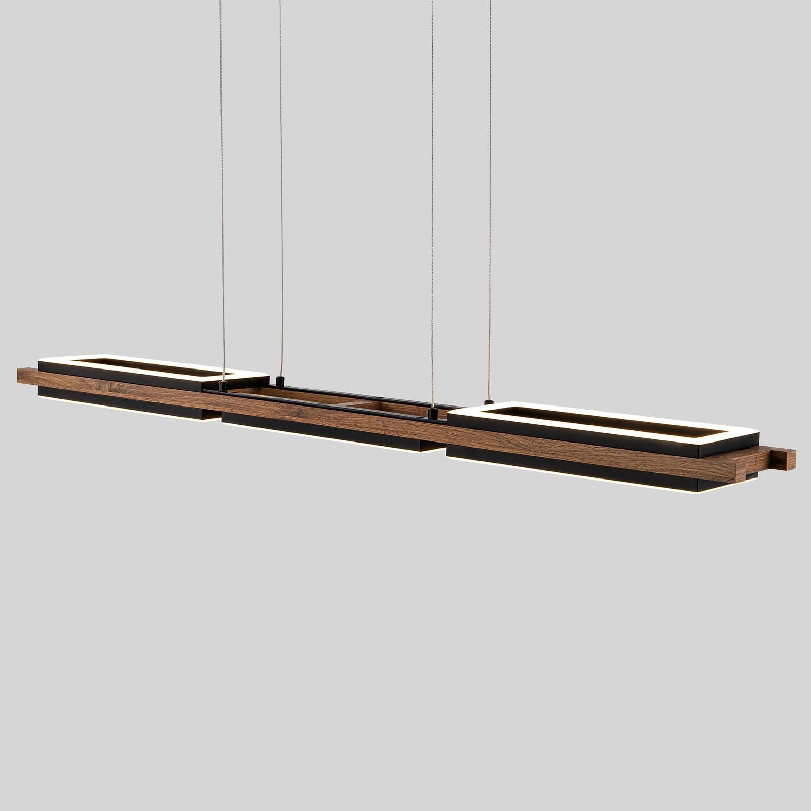 Lampadario lineare in legno a LED integrato da 3/5 luci per isola da cucina
