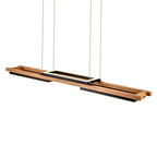 Lampadario lineare in legno a LED integrato da 3/5 luci per isola da cucina