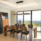 Lampadario lineare in legno a LED integrato da 3/5 luci per isola da cucina