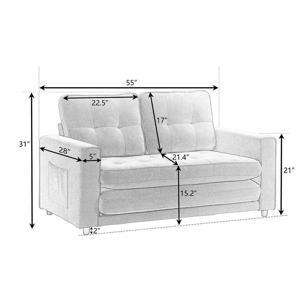 Divano letto futon trasformabile in 3 posti