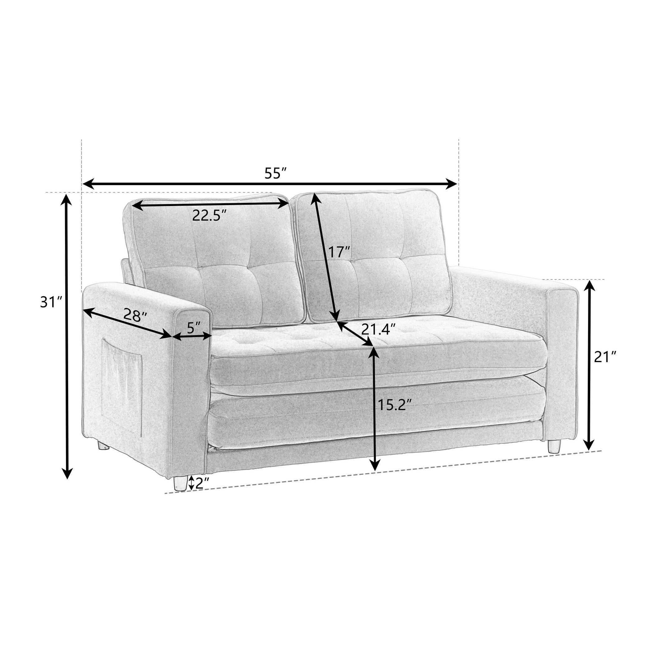 Divano letto futon trasformabile in 3 posti