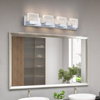 Lampada da toeletta a LED integrata in acciaio inossidabile 3000K Cattleya con paralumi in vetro artistico - Cromata