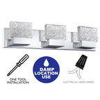 Lampada da toeletta a LED integrata in acciaio inossidabile 3000K Cattleya con paralumi in vetro artistico - Cromata