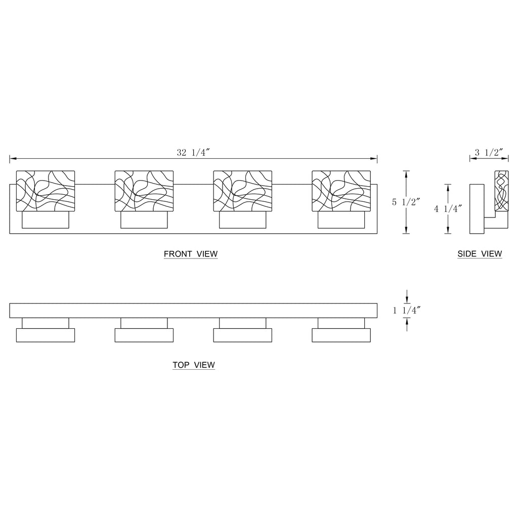 Lampada da toeletta a LED integrata in acciaio inossidabile 3000K Cattleya con paralumi in vetro artistico - Cromata