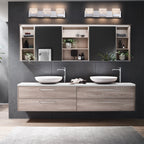 Lampada da toeletta a LED integrata in acciaio inossidabile 3000K Cattleya con paralumi in vetro artistico - Cromata