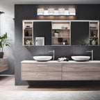 Lampada da toeletta a LED integrata in acciaio inossidabile 3000K Cattleya con paralumi in vetro artistico - Cromata